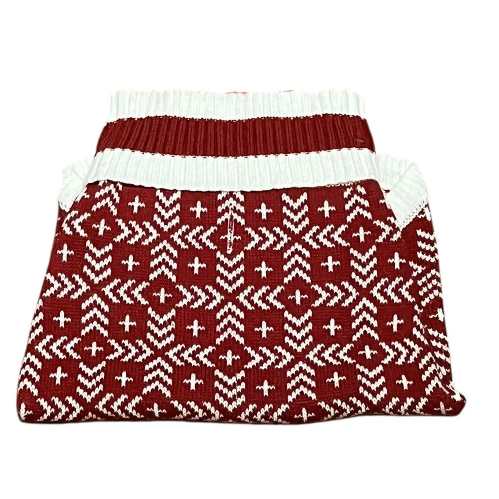 Red and White Knit Dog Sweater, Size‎ M